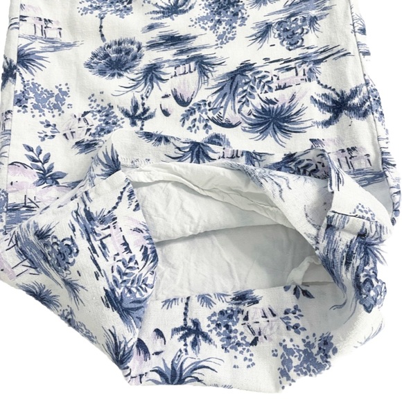 Abercrombie & Fitch Women’s Pants Small Blue White Floral Linen Blend Wide Leg - Picture 12 of 13